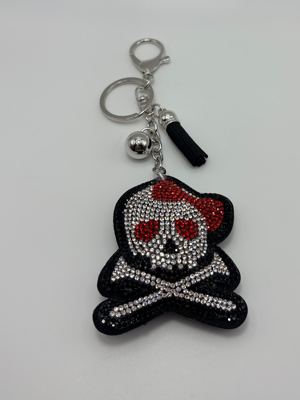 Crystal Skull & Crossbones Keychain Charm